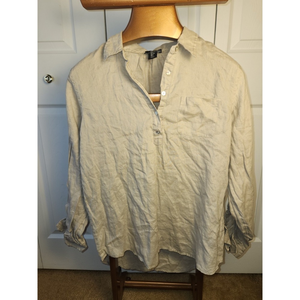 JNY Jones New York Long Sleeve 100% Linen Tunic Size Large